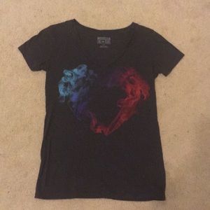 Dark Gray T- Shirt with Colored Heart Shape.